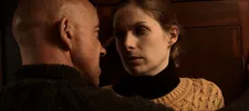 Chief scientist Fletcher (Zach Lee) confronts diver Olive (Anna Dawson).